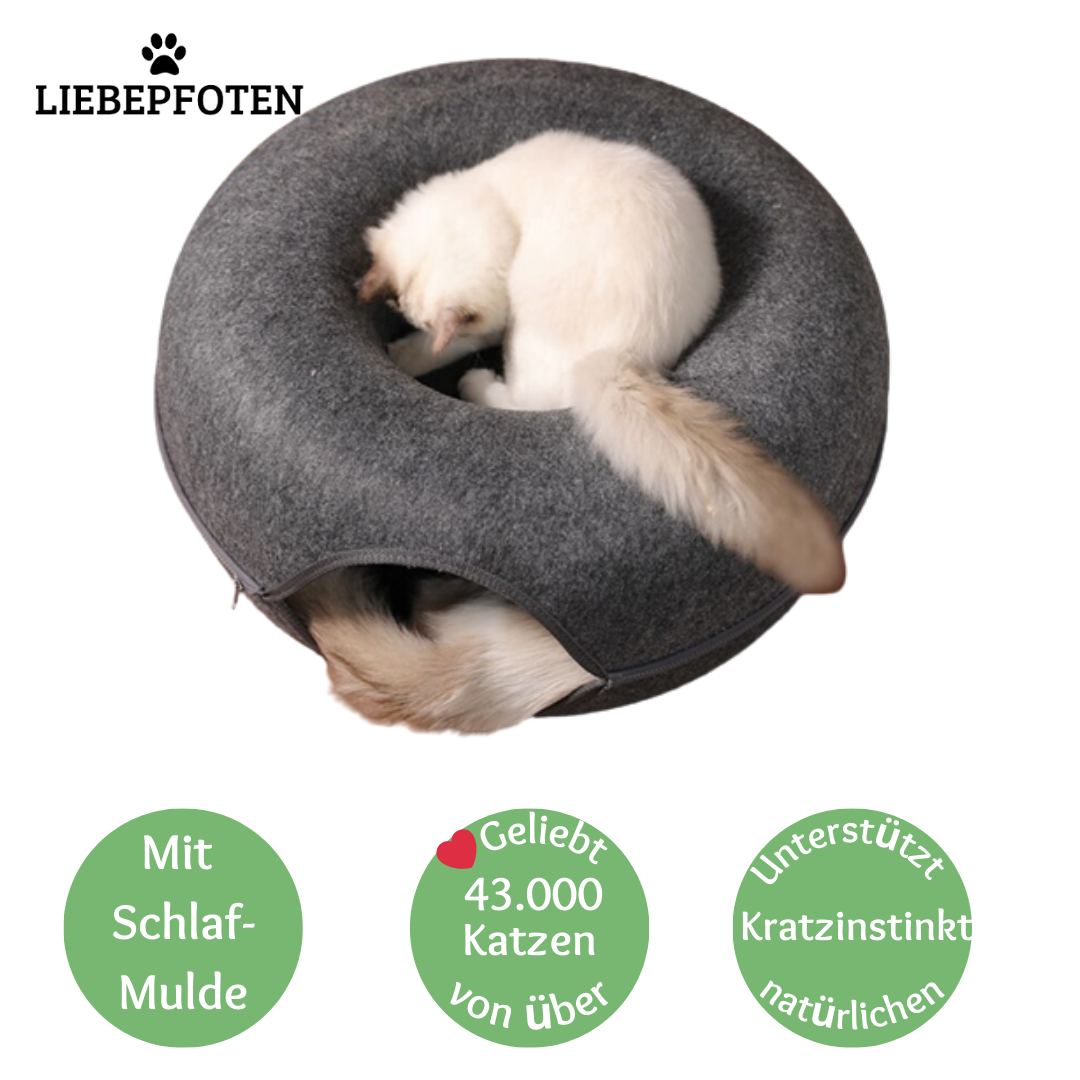 Liebepfoten KatzenDonut - das All-in-One Katzenbett: Schlafen, Spieln, Jagen, Verstecken