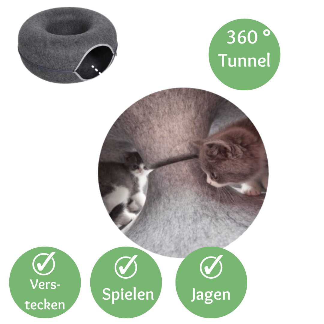 Liebepfoten KatzenDonut - das All-in-One Katzenbett: Schlafen, Spieln, Jagen, Verstecken